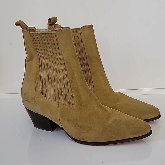 Sandro Amelya Ankle Boots with Elastic in Brown Suede Leather - Picture 9 of 11